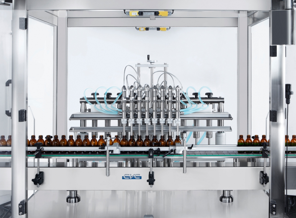 瓶口導正組<br>當瓶口的開口太小而無法對準灌裝噴嘴並對 準灌裝噴嘴時,則需要專用的瓶口導正組。